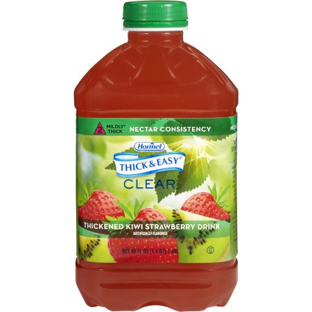 Thickened Beverage Thick & Easy 46 oz. Bottle Kiwi Strawberry Flavor Liquid IDDSI Level 2 Mildly Thick