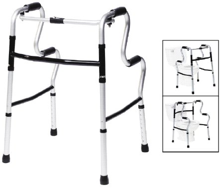 Single Release Folding Walker Adjustable Height Lumex UpRise Onyx Aluminum Frame 400 lbs. Weight Capacity 32 to 39 Inch Height