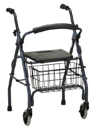 Dual Release Folding Walker with Wheels and Seat Adjustable Height Cruiser II Aluminum Frame 250 lbs. Weight Capacity 31 to 35-1/4 Inch Height