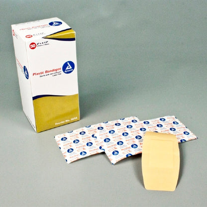 Adhesive Strip Dynarex Plastic/Fabric 4-Wing, Rectangle Tan Sterile