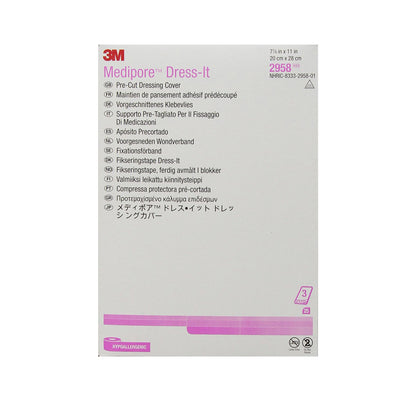 3M Medipore Dress-It Pre-Cut Dressing Retention Tape 7-7/8 x 11 Inch Soft Cloth White