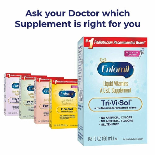 Enfamil Tri-Vi-Sol Pediatric Vitamin A C D Oral Supplement Drops Unflavored 50 mL Bottle