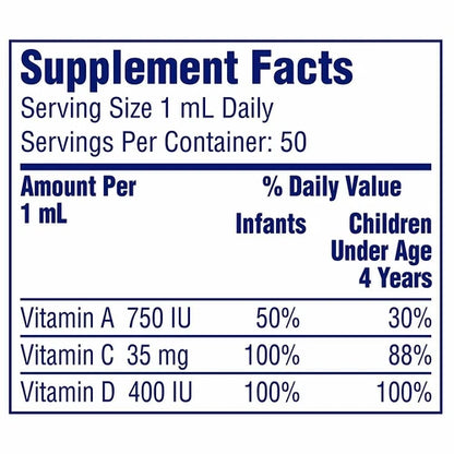 Enfamil Tri-Vi-Sol Pediatric Vitamin A C D Oral Supplement Drops Unflavored 50 mL Bottle