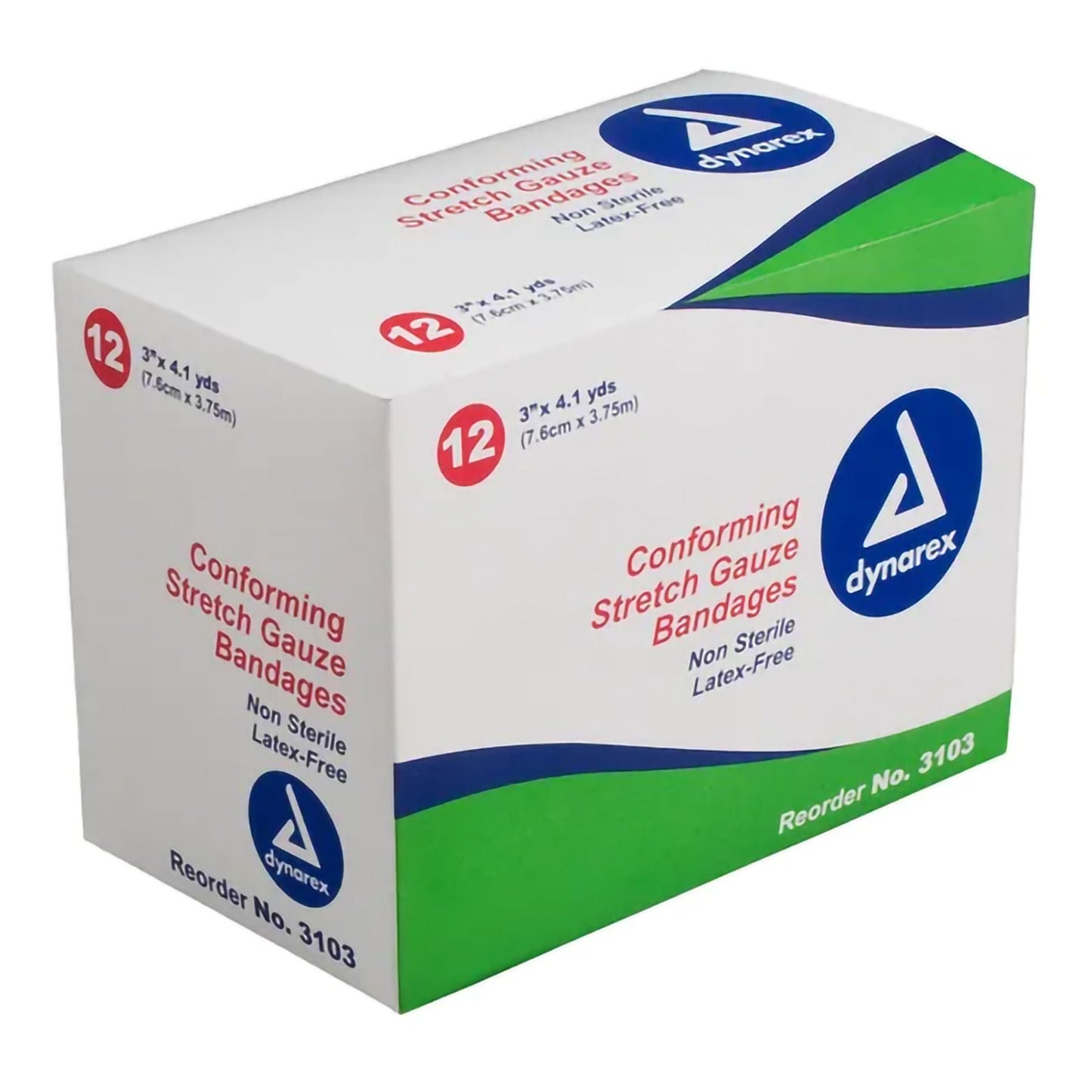Dynarex Conforming Bandage 3 Inch x 4-1/10 Yard 1-Ply NonSterile – 12 per Pack