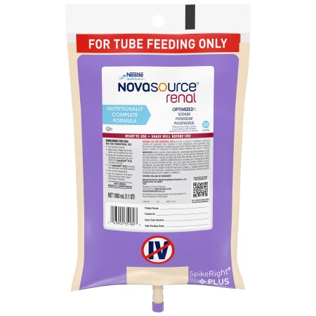 Tube Feeding Formula Novasource Renal Unflavored Liquid 1000 mL Ready to Hang Prefilled Container