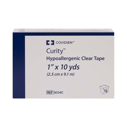 Kendall Hypoallergenic Clear Medical Tape 1 Inch x 10 Yard Transparent Plastic