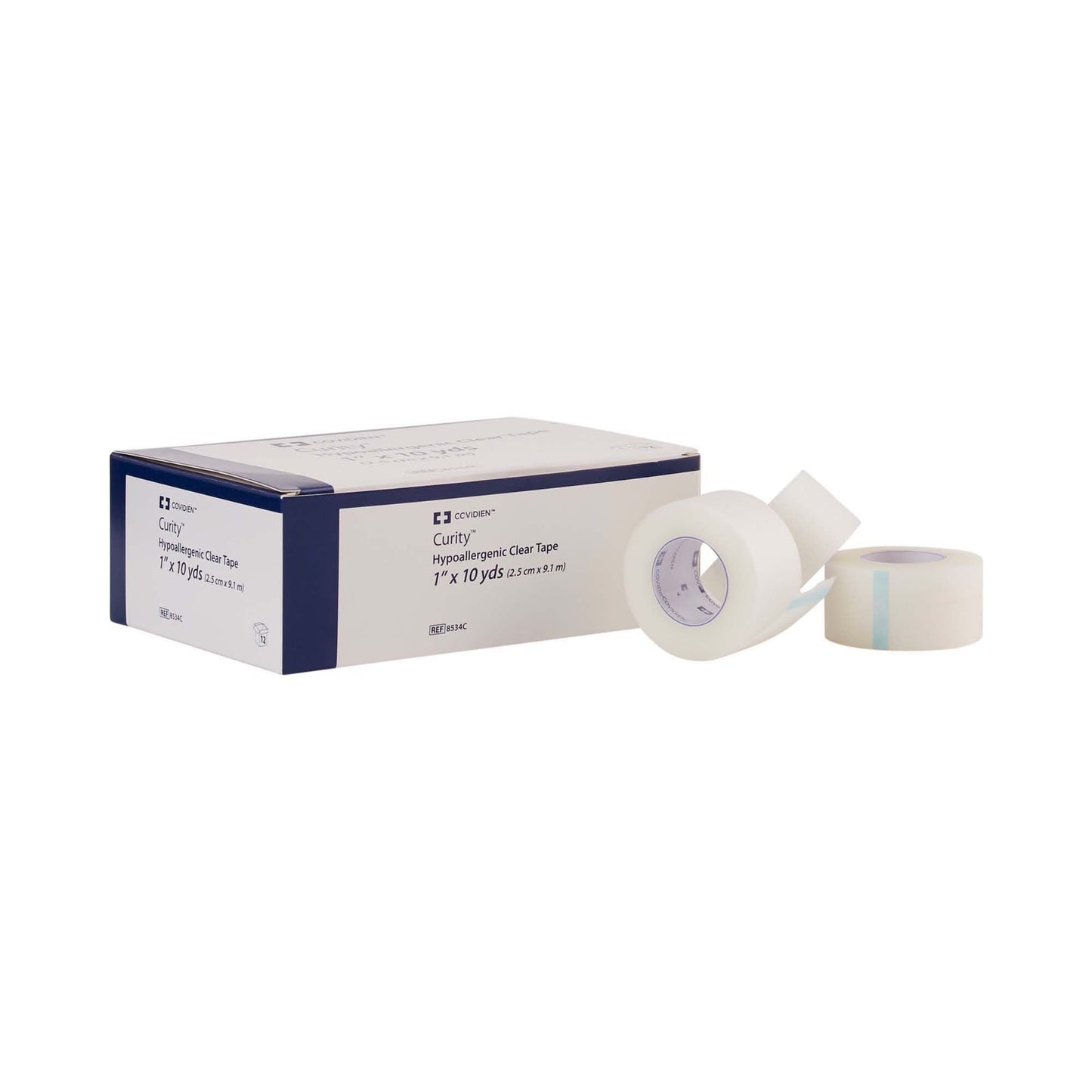 Kendall Hypoallergenic Clear Medical Tape 1 Inch x 10 Yard Transparent Plastic
