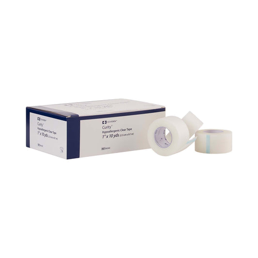Kendall Hypoallergenic Clear Medical Tape 1 Inch x 10 Yard Transparent Plastic