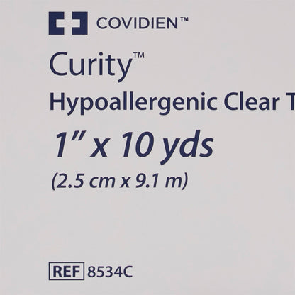 Kendall Hypoallergenic Clear Medical Tape 1 Inch x 10 Yard Transparent Plastic