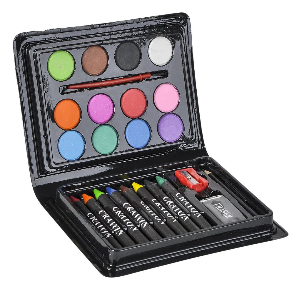 Mini Art Set for Kids – 23-Piece Creative Kit with Watercolors, Crayons, Paint Brush, Pencil & More
