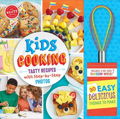 Klutz Kids Cooking Hardcover Cookbook with Rainbow Whisk – 30 Fun Recipes for Young Chefs