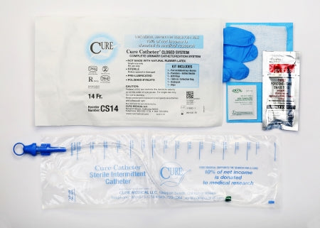 Intermittent Catheter Kit Cure Catheter™ Closed System / Straight Tip 14 Fr. Without Balloon