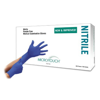 Exam Glove Micro-Touch Nitrile NonSterile Nitrile Standard Cuff Length Textured Fingertips Blue Chemo Tested