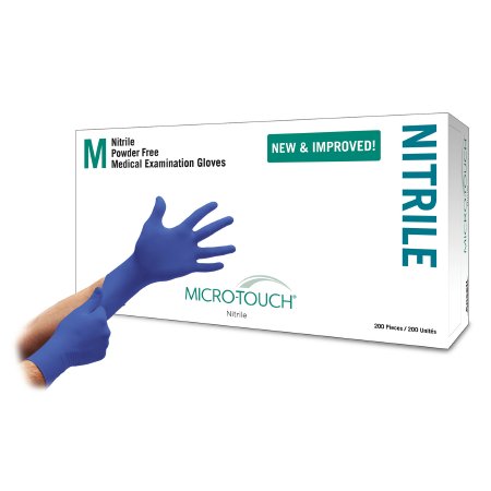 Exam Glove Micro-Touch Nitrile NonSterile Nitrile Standard Cuff Length Textured Fingertips Blue Chemo Tested