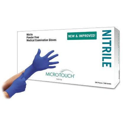 Exam Glove Micro-Touch Nitrile NonSterile Nitrile Standard Cuff Length Textured Fingertips Blue Chemo Tested