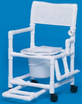 Commode / Shower Chair ipu Fixed Arms PVC Frame Mesh Backrest 20-1/2 Inch Seat Width 300 lbs. Weight Capacity