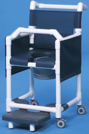 Commode / Shower Chair ipu Fixed Arms PVC Frame Mesh Backrest 17-1/4 Inch Seat Width 300 lbs. Weight Capacity