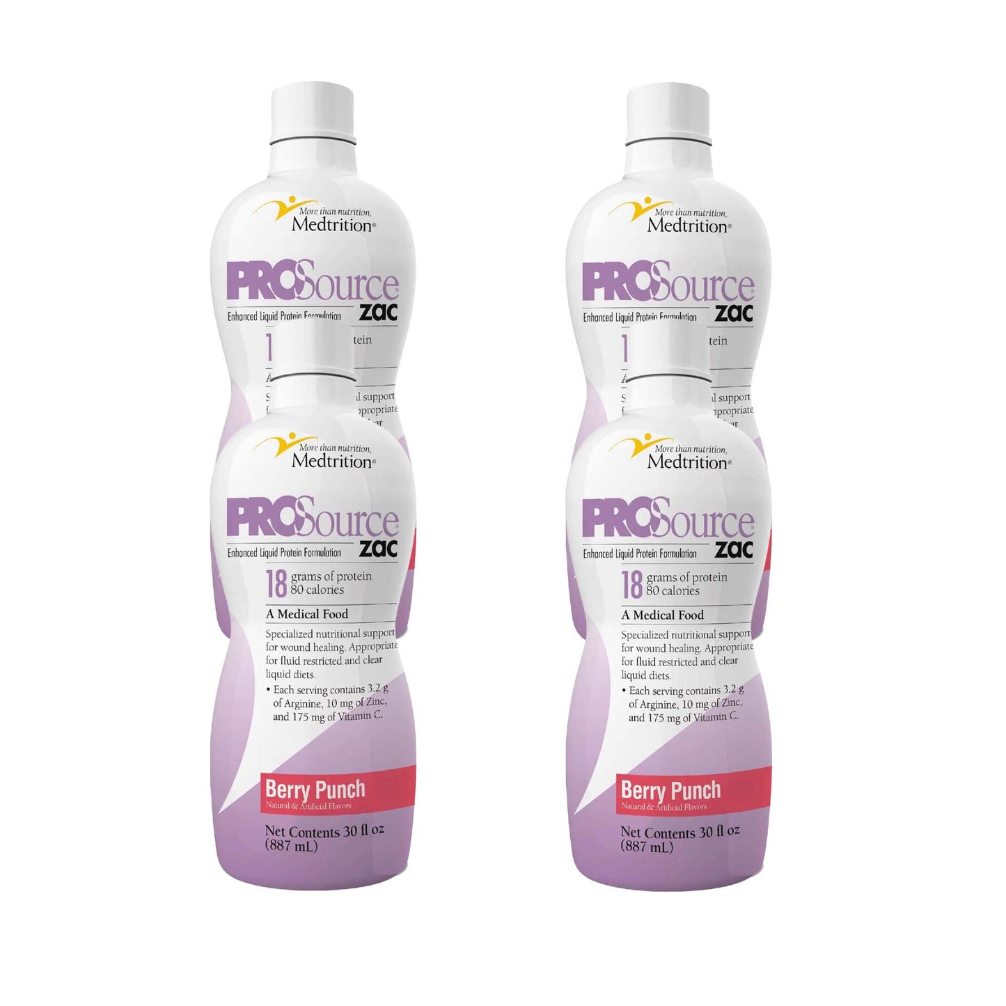 ProSource ZAC Liquid Protein Oral Supplement Berry Punch Flavor 32 oz Bottle for Wound Care