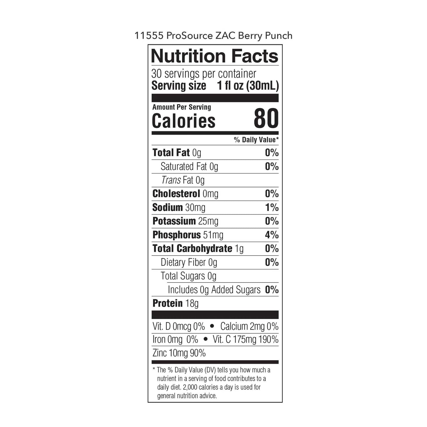 ProSource ZAC Liquid Protein Oral Supplement Berry Punch Flavor 32 oz Bottle for Wound Care