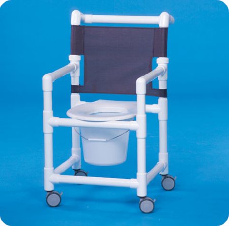 Commode / Shower Chair Select Fixed Arms PVC Frame Mesh Backrest