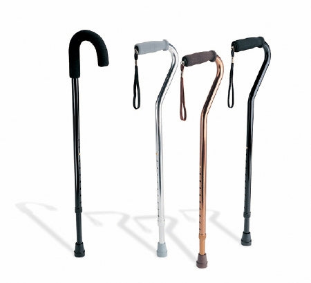 Round Handle Cane Medline Aluminum 29 to 38 Inch Height Black