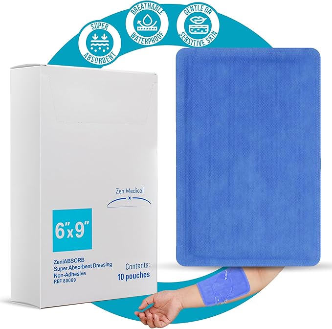ZeniABSORB Super Absorbent Dressing 6 x 9 Inch Sterile Rectangle Dressing