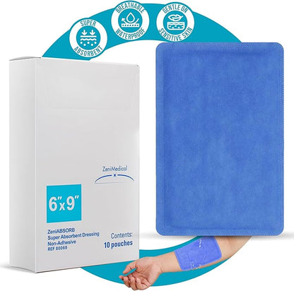 ZeniABSORB Super Absorbent Dressing 6 x 9 Inch Sterile Rectangle Dressing