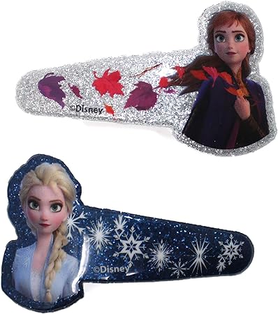 Frozen 2 Hair Accessory Set for Kids Girls Printed Brush, Glitter Bow, Lux Bow, Snap Clips, and Elastics