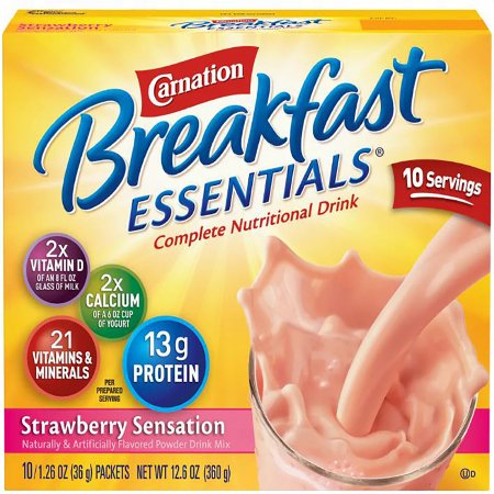 Oral Supplement Carnation Breakfast Essentials Strawberry Sensation Flavor Powder 1.26 oz. Individual Packet