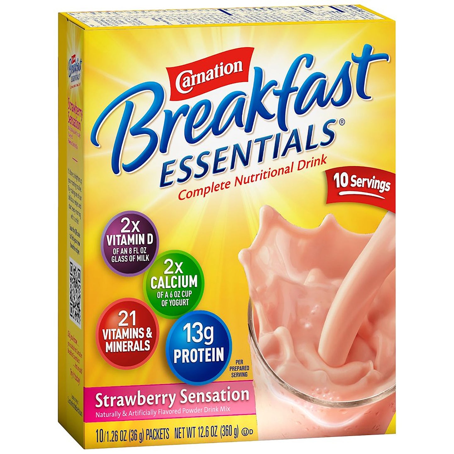 Carnation Breakfast Essentials Oral Supplement Powder Strawberry Sensation 1.26 oz Packet