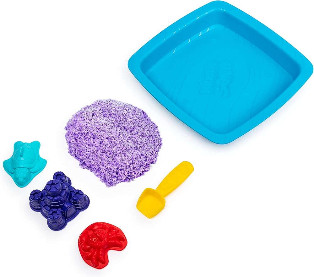 Kinetic Sand Sandbox Playset – 1lb Purple Sand with Molds for Ages 3+
