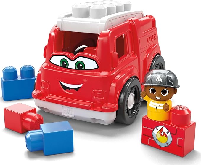 MEGA BLOKS Freddy Fire Truck Building Set with Figure – Fisher-Price Toddler Toy Blocks (6 Pieces), Ages 1+