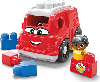 MEGA BLOKS Freddy Fire Truck Building Set with Figure – Fisher-Price Toddler Toy Blocks (6 Pieces), Ages 1+