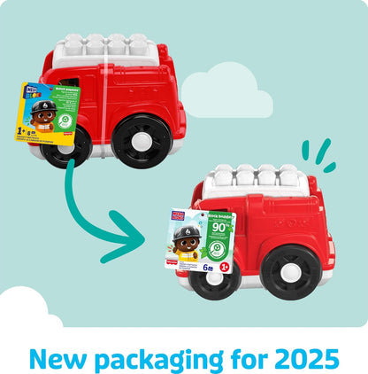 MEGA BLOKS Freddy Fire Truck Building Set with Figure – Fisher-Price Toddler Toy Blocks (6 Pieces), Ages 1+