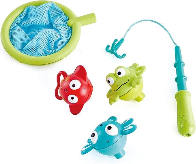 Hape Double Fun Fishing Set – Jumping Sea Creatures Bath Toy for Toddlers (5 Pieces, Ages 2+)