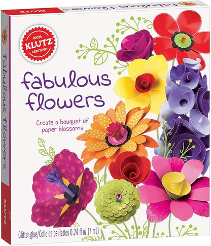 Klutz Fabulous Flowers Craft Kit – Create 20 Paper Flowers with Shaping Tool & Glitter