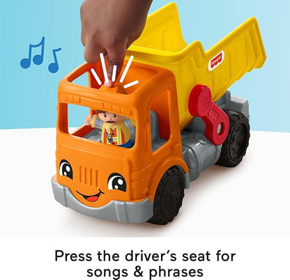 Fisher Price Little People Work Together Dump Truck with Driver Figure – Musical Toddler Construction Toy