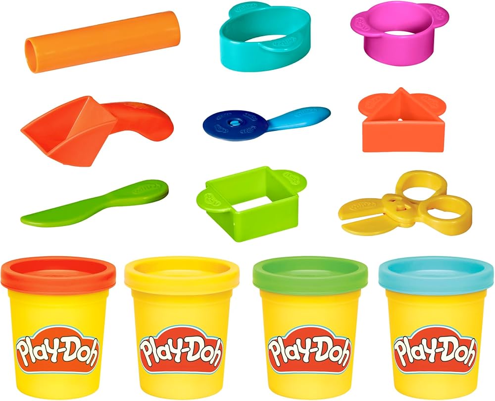 Play-Doh Starter Set – Tools & Playdough (Sculpt ’n Mold Clay, 4-Pack)
