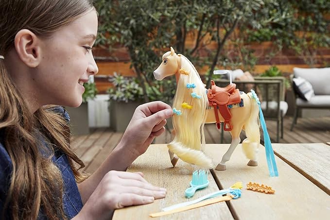 Mattel Spirit Untamed Miradero Festival Styling Chica Linda Horse – 8-Inch Hair Play Toy for Kids 3+