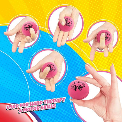 JA-RU Hi-Bounce Pinky Ball 2-Inch Rubber Bouncy Ball for Kids – Stress Relief & Massage Ball, Party Favor