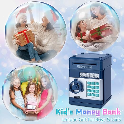 Highttoy Electronic ATM Money Bank for Kids with Password Safe – Navy