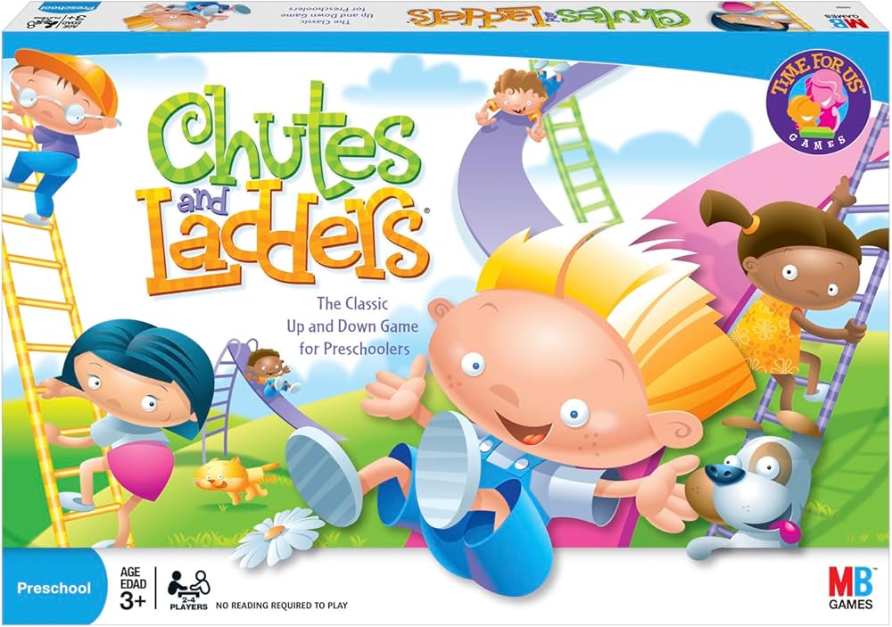 Chutes and Ladders Board Game – Classic Preschool Game for Kids Ages 3+ (2-4 Players)