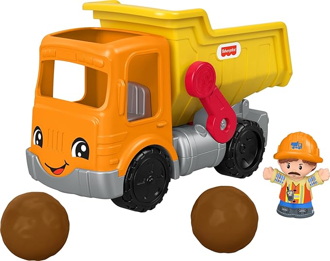 Fisher Price Little People Work Together Dump Truck with Driver Figure – Musical Toddler Construction Toy