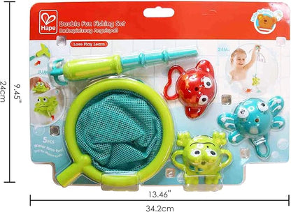 Hape Double Fun Fishing Set – Jumping Sea Creatures Bath Toy for Toddlers (5 Pieces, Ages 2+)