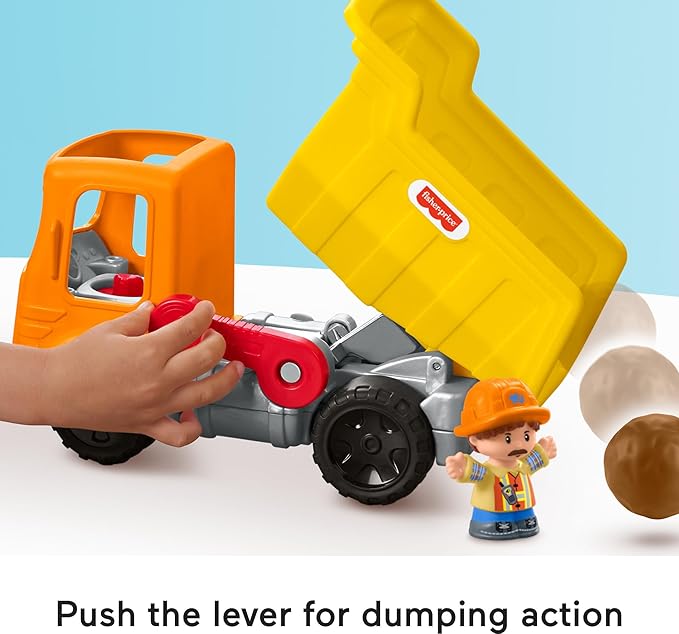 Fisher Price Little People Work Together Dump Truck with Driver Figure – Musical Toddler Construction Toy