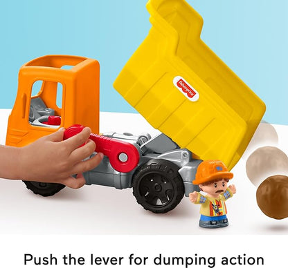 Fisher Price Little People Work Together Dump Truck with Driver Figure – Musical Toddler Construction Toy