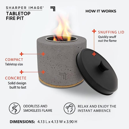 Sharper Image Tabletop Fire Pit Compact, Smokeless, and Stylish Outdoor Ambiance