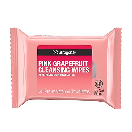 Facial Cleansing Towelette Neutrogena Oil-Free Soft Pack Pink Grapefruit Scent 25 Count