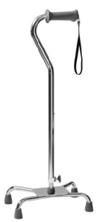 Small Base Quad Cane Lumex Silver Collection Low Profile with Ortho-Ease Grip Aluminum 30 to 39 Inch Height Silver