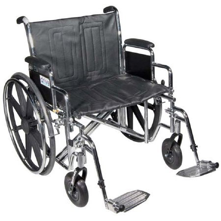 Bariatric Wheelchair drive Sentra EC Heavy Duty Dual Axle Full Length Arm Elevating Legrest Black Upholstery